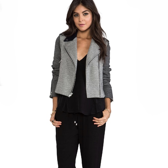 THEORY Adashi K Wool Blend Moto Jacket Black/Grey/Navy Size S - Picture 8 of 10